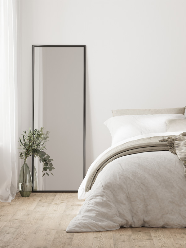 Modern interior bedroom with laminate flooring
