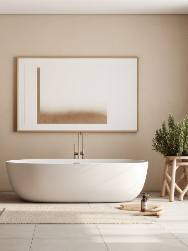 Modern bathroom with tile flooring
